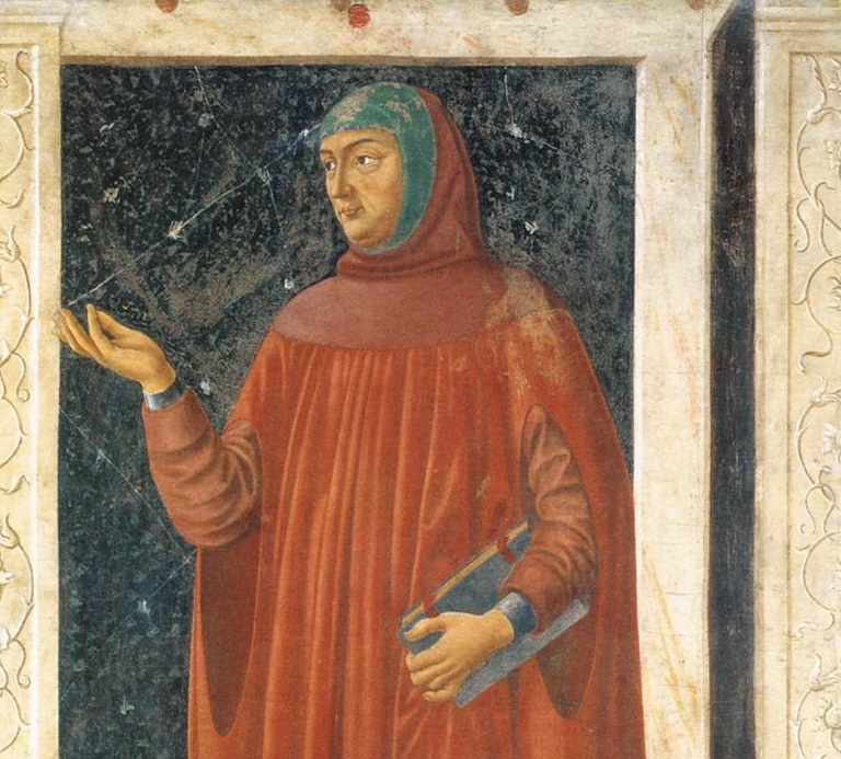 Andrea del Castagno, Francesco Petrarca, particolare del Ciclo degli uomini e donne illustri, affresco, 1450, Galleria degli Uffizi, Firenze